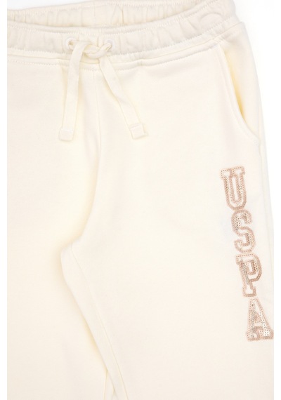 U.S. Polo Assn. Kız Çocuk Krem Payet İşlemeli Jogger Eşofman Altı 50314471-VR256
