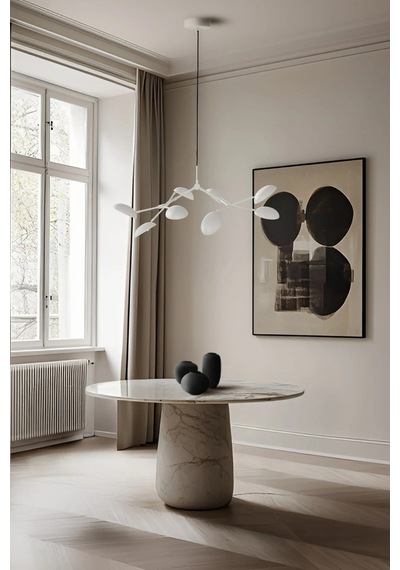 101 Copenhagen Drop Chandelier Mini Pirinç Kaplama Dekoratif Tasarım Avize Beyaz
