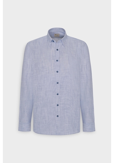AC&Co / Altınyıldız Classics Erkek Mavi Slim Fit Dar Kesim Düğmeli Yaka Flamlı Casual Gömlek 4A2022200073MAVM Mavi