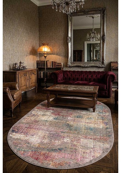 Frenda Home Venüs Modern Pamuk Taban Yıkanabilir Oval Halı Kahve