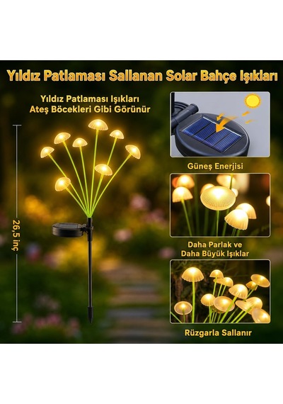 Tr 2'li Solar Bahçe Işığı 12 Lambalı Deniz Anası Su Geçirmez S200