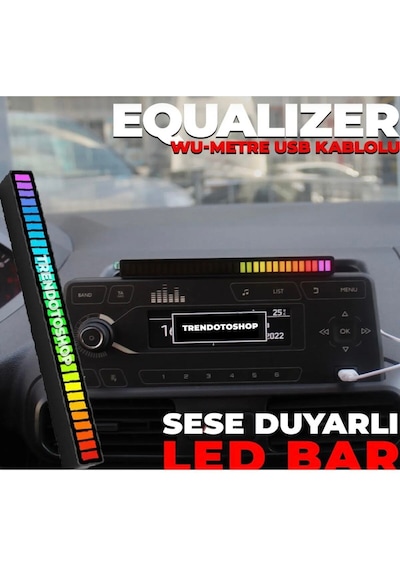 Sese Duyarli Rgb Tasinabilir Ritim Isigı Ambiyans Aydinlatma Ekolayzer Led Us Girisli Led Bar