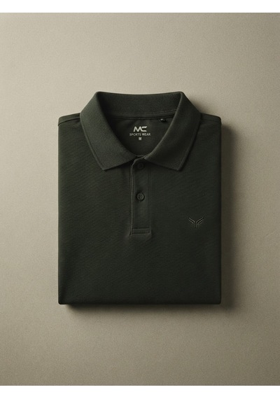 Maccali Erkek Yeşil İthal Dokulu Basic Polo Yaka Tişört