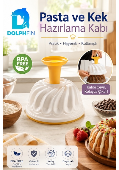 Pasta Ve Kek Hazırlama Kabı Bpa Free Kolay Çıkarma Aparatlı Tatlı Kalıbı Çok renkli