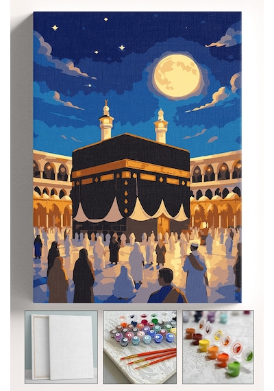 Sayılarla Boyama Seti Numaralı Tuval Fırça Boya Askı Aparatı Dahil Set 40x50 Cm - Dolunay Kabe