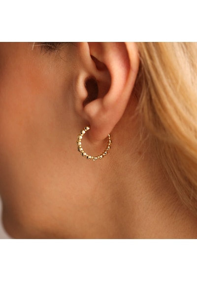 Sembol Gold Altın Halka Küpe Yuvarlak Desenli 1.7 cm