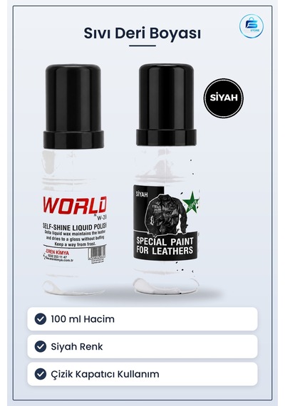 Deri Boyası Sıvı Siyah 100ml Mont Çanta Cüzdan Çizik Kapatıcı Yen 100 ML