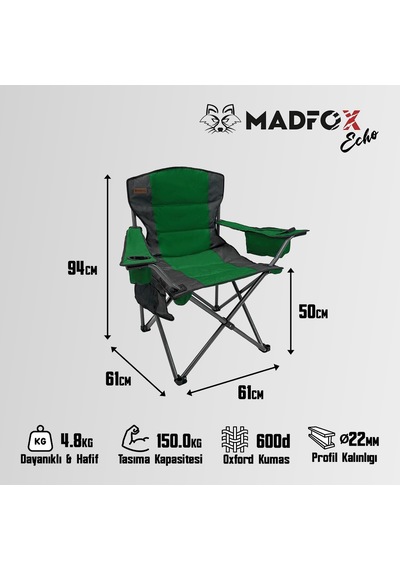 Madfox Echo Katlanır Kamp Sandalyesi Yeşil Yeşil