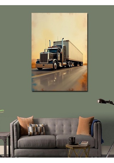 Kanvas Tablo Yolda Yalnız Tır 50cmx70cm