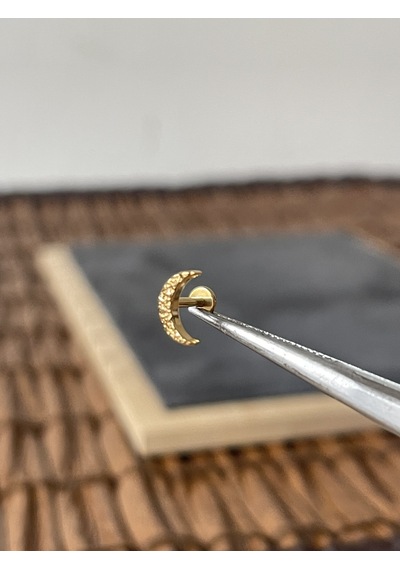 Yüksek Kalite G23 Titanium Büyük Ay Altın Titanyum 6 X 1.2 MM Labret Piercing Altın