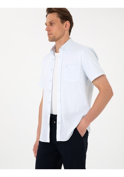 Pierre Cardin Erkek Buz Mavisi Gömlek Kısa Kollu 50306950-vr095 Buz Mavisi Mavi