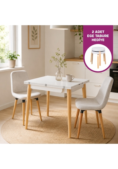Vilinze Tosya Sandalye Avanos Ahşap Mdf Mutfak Masası Takımı - 90x120 Cm