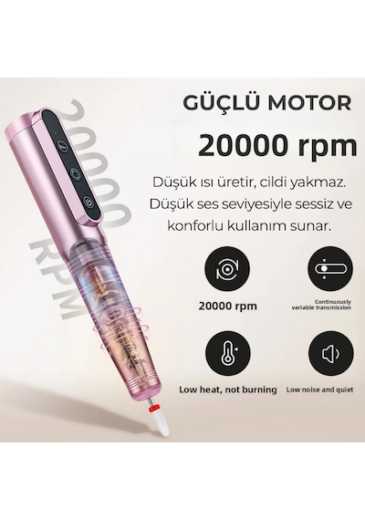 Kablosuz Elektrikli Tırnak Törpüsü Şarjlı Profesyonel Manikür Pedikür Cihazı 20000 Rpm Tırnak Bakım