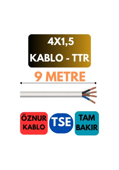 Öznur 4x1,5 Ttr Kablo Metre Seçenekli Beyaz - 9 Metre