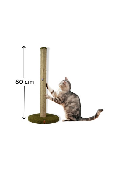 80 Cm Tırmalama Tahtası Silindir Taban Uzun Catnipli Tırmalama Tahtası Yeşil