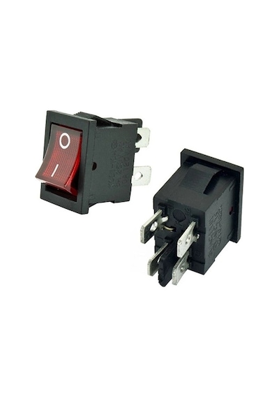 Ic-119 Mini Kırmızı Işıklı 220V Anahtar On-Off 4P 4 Bacaklı Kcd1 5 Adet