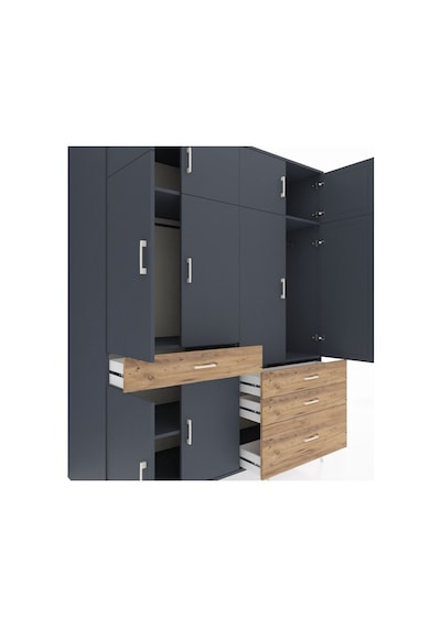Kronos Gardrop 5 Raflı 4 Çekmeceli 2 Askılı 176x59x221 Antrasit-antrasit/çam Antrasit/çam Kronos Gardrop 5 Raflı 4 Çekmeceli 2 Askılı 176x59x221 Antrasit-antrasit/çam Antrasit/çam