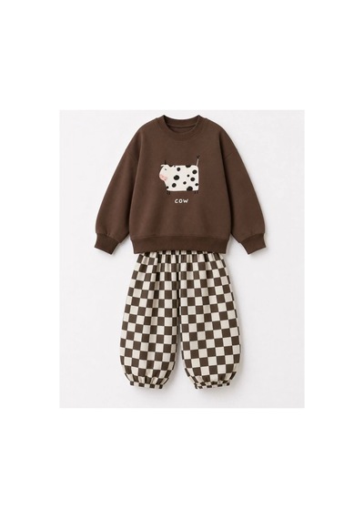 Luccokids Unisex Cocuk Takım Kahverengi Kahverengi