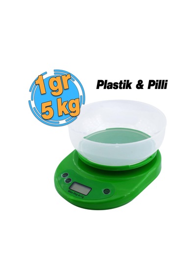 Dijital Hassas Terazi Hazneli Lcd Ekran Pilli Otomatik Kapanma 1 Gr 5 Kg Tartım Mutfak Tartısı Ölçüm Çok Renkli