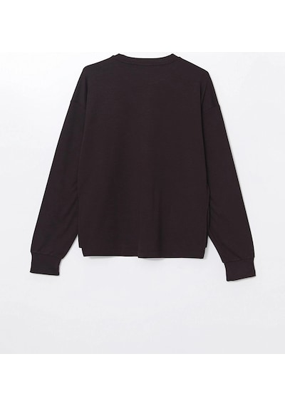 LC Waikiki Lcw Vision Kahverengi Bisiklet Yaka Nakışlı Oversize Kadın Sweatshirt Koyu Kahverengi LC Waikiki Lcw Vision Kahverengi Bisiklet Yaka Nakışlı Oversize Kadın Sweatshirt Koyu Kahverengi
