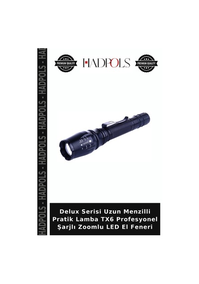 Delux Serisi Uzun Menzilli Pratik Lamba Tx6 Profesyonel Şarjlı Zoomlu Led El Feneri Beyaz