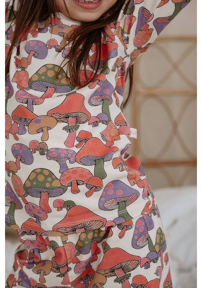 Mantar Baskılı Color Shapes Çocuk Pijama Seti Pembe