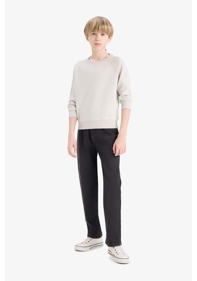 Defacto Erkek Çocuk Bisiklet Yaka Basic Düz Sweatshirt E8415a825augr94 Gri
