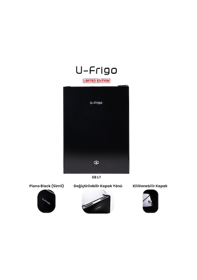 U-frigo 68 Lt 12-24v Marin/karavan Kompresörlü Buzdolabı Temperli Cam Kapak Limited Edition Siyah