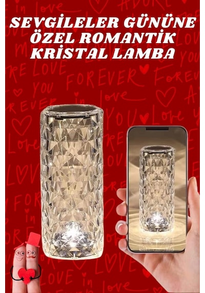 Sevgililer Günü İçin Hediye Kristal Lamba Sevgiliye Hediye Usb Şarjlı Gece Lambası Çok Renkli