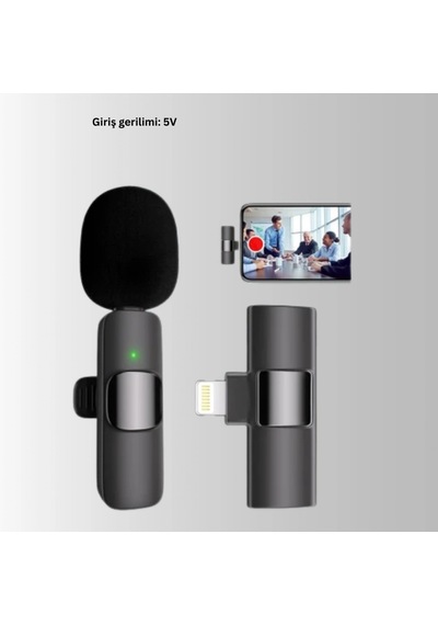 İphone Uyumlu Çift Mikrofonlu Kablosuz Yaka Mikrofonu Seti 360 Derece Hd Ses