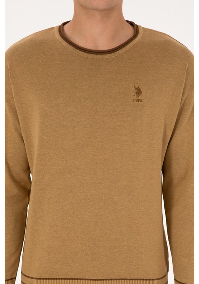 U.S. Polo Assn. Erkek Comfort Fit Bisiklet Yaka Hardal Kazak 50315022-VR151