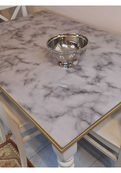 Kalın Pvc Masa Koruyucu 1.2 Mm Mika Örtü, 80 Cm En, Mermer Desen 32pvc-mrm11 Gri