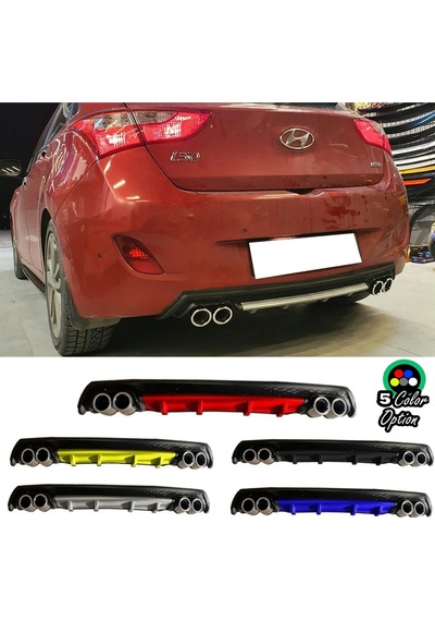 Hyundai İ30 Yuvarlak Egzozlu Sarı Difüzör Difizör Çiftli Egzoz Görünüm Arka Ek 2007 - 2021