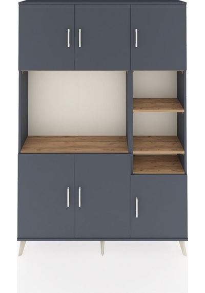 Arges Dolap 10 Raflı 6 Kapaklı 132x30x195 Antrasit-antrasit/çam Antrasit