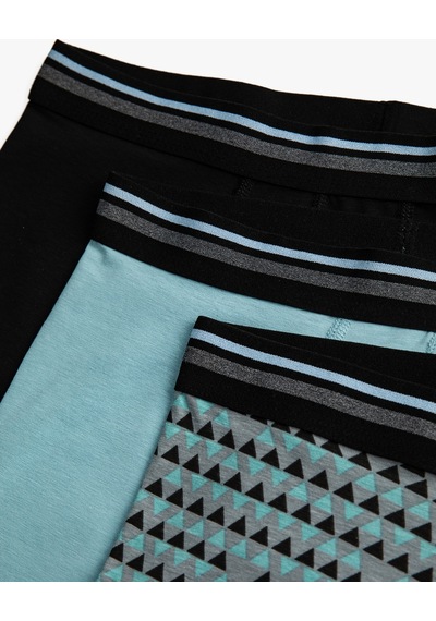 Koton 3'Lü Boxer Seti Geometrik Desenli Beli Lastikli Siyah Desenli 3Slm90020Mk 3Slm90020Mk9D9