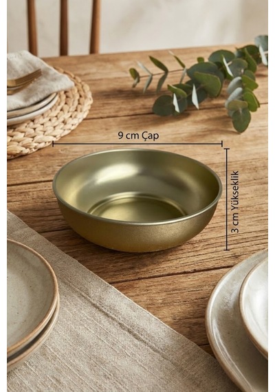 12 Parça Gold Metal Çerezlik Ø9 Cm 12 Li Set Yükseklik 3 Cm Gold