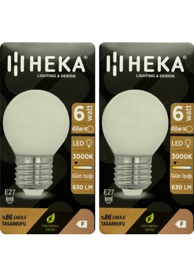 2 Adet Heka 6w 48w 3000k Sarı Işık E27 Duylu Soft Led G45 Ampul Heka