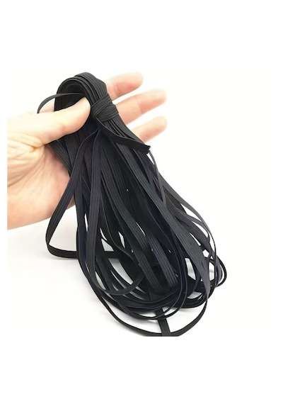 10+10 20 M Don Lastiği Siyah Yassı Esnek Bel Lastiği Paça Lastik En:7mm
