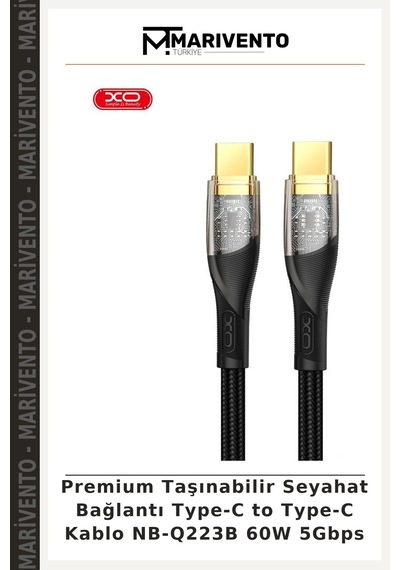 Premium Taşınabilir Seyahat Bağlantı Type-c To Type-c Kablo Nb-q223b 60w 5gbps