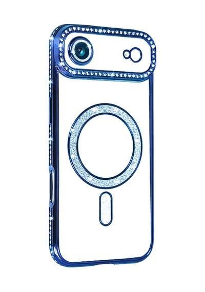 Apple Uyumlu   iPhone 17 Air Joke Simli Magneticsafe Kılıf - Mavi