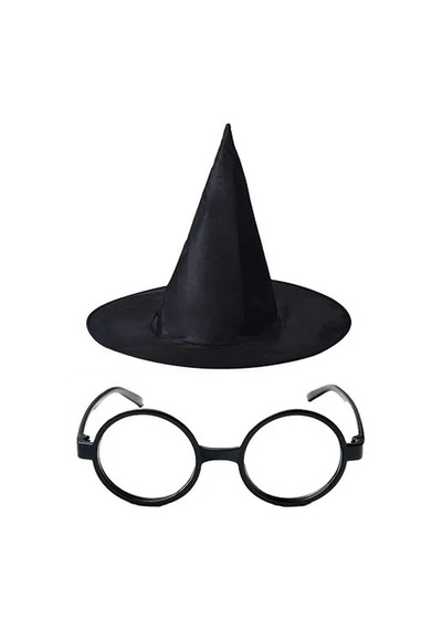 Magicool Harry Potter Büyücü Şapkası Ve Harry Potter Büyücü Gözlüğü Siyah Renk Çok Renkli