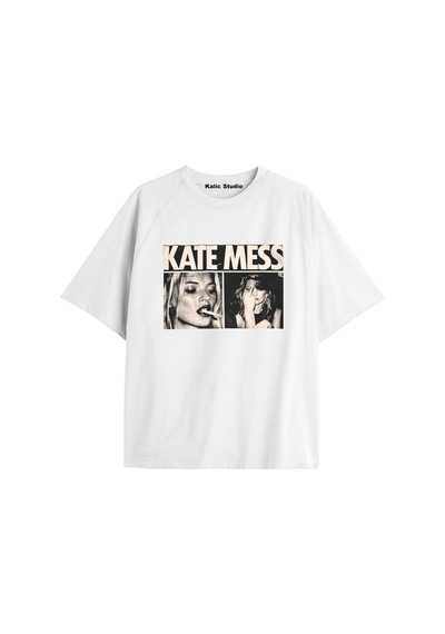 Kalic Studio Kate Moss Oversize T-shirt Beyaz Çok Renkli