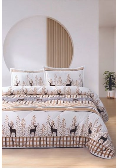 Comforter Yorgan Seti Çift Kişilik Deer Bej Renkli