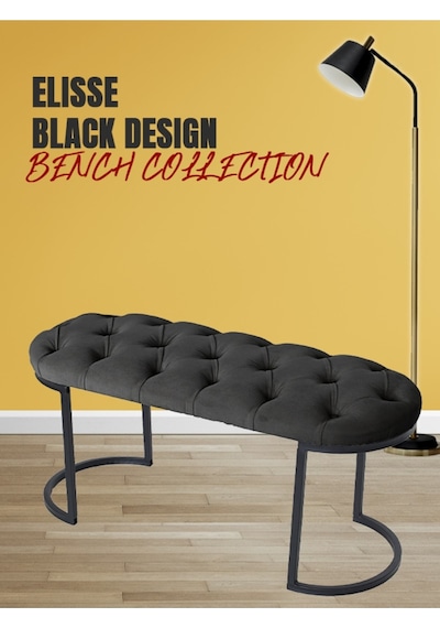 Elısse Antrasit Model- Oval Metal Ayak 100 Cm Bench&koltuk&puf-yatak Odası Önü&ucu Puff&oturak