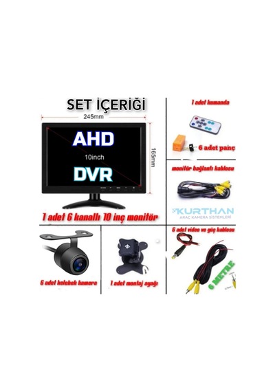 Ahd 1080p 10'' Dvr Monitör 6 Adet Ahd 1080p Kelebek Kamera Seti