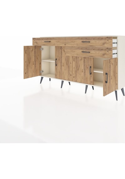 Arges Konsol 2 Raflı 3 Çekmeceli 4 Kapaklı 176x30x99 Aytaşı-çam Aytaşı-çam