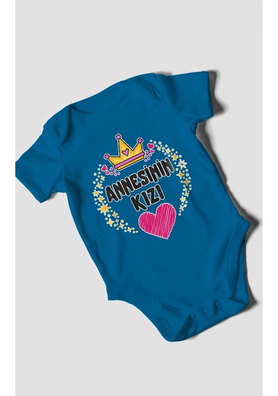 Morivokids Annesinin Kızı Kısa Kollu Bebek Body %100 Pamuk Koyu Mavi