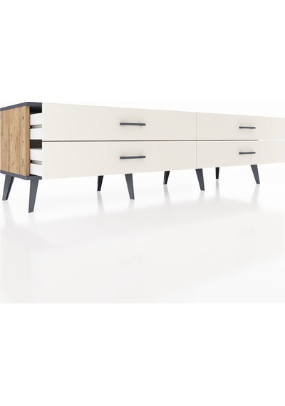 Hyperion Tv Ünitesi 4 Çekmeceli 176x44x51 Çam-antrasit/aytaşı Antrasıt/aytası