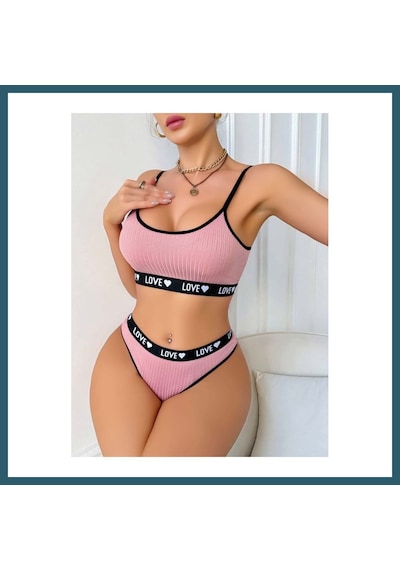 Bezos Kadın Pembe Love Yazılı Sütyen Kilot Takımı 5167 Beden: L/xl Renk: Pembe Ob