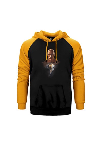 Black Adam Character Gri Renk Reglan Kol Sweatshirt / Hoodie